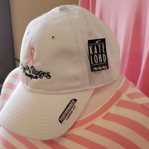 Kate Lord White Ladies' Performance Cap with Pink Ribbon